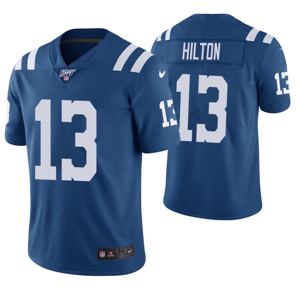 Men's Indianapolis Colts #13 T.Y. Hilton Blue 2019 100th Season Vapor Untouchable Limited Stitched NFL Jersey